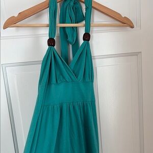 Teal Soprano Halter Dress with Bead Accents